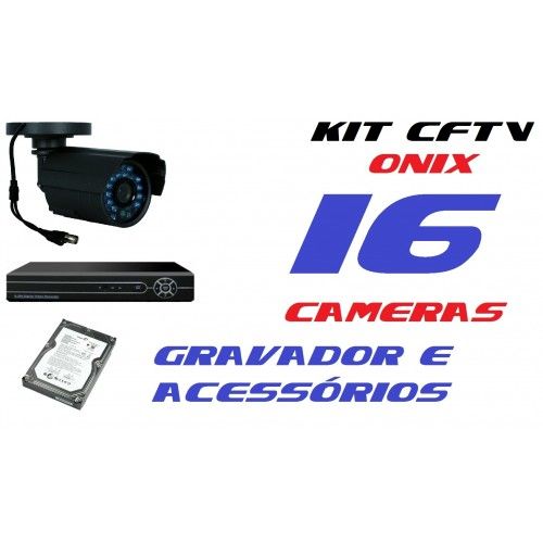 KIT Gravador + 16 Câmeras Infravermelho 600L + Acessórios